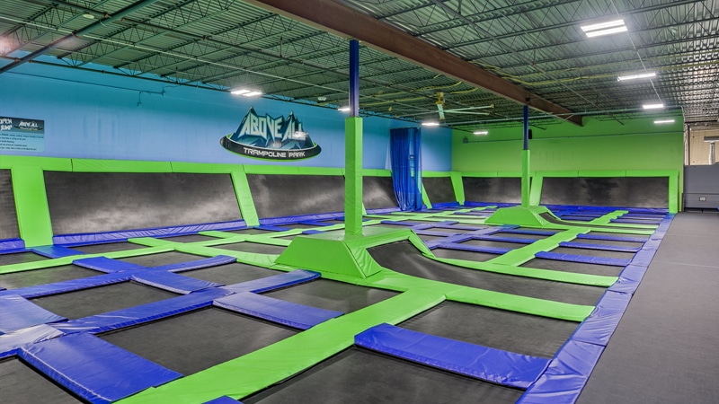 above all trampoline park jumping area